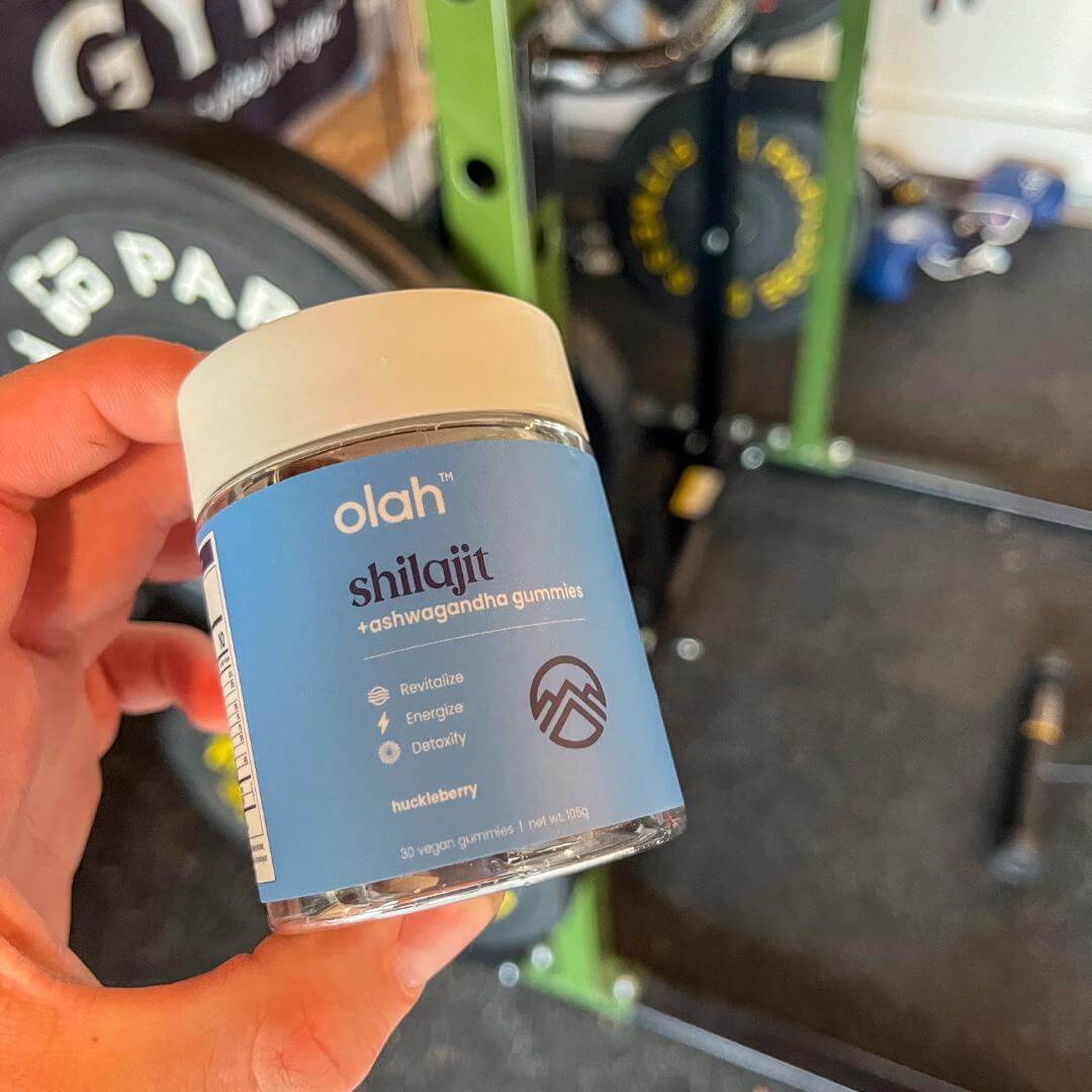 Olah Shilajit Gummies packaging highlighting the natural and pure ingredients.