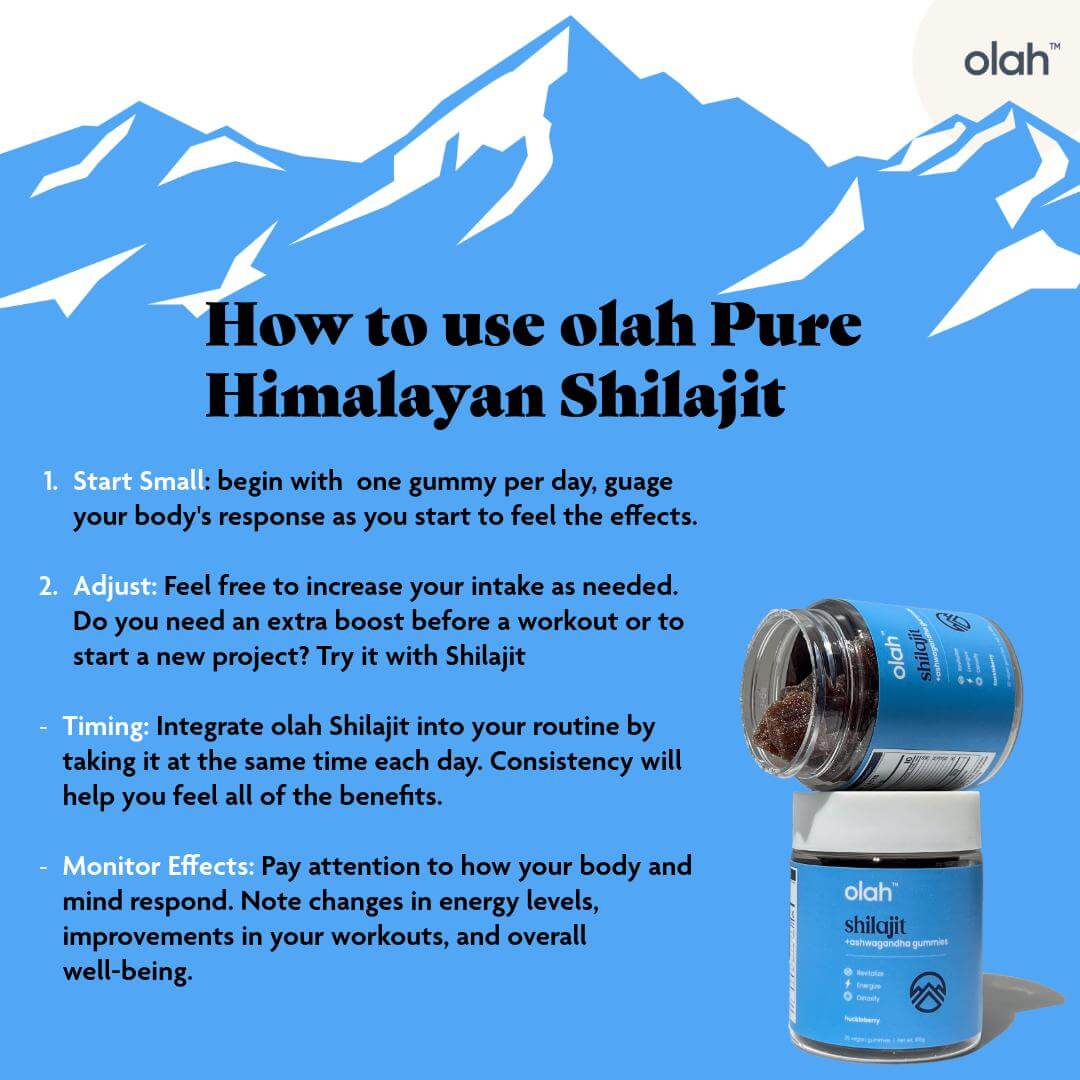 Olah Shilajit Gummies packaging highlighting the natural and pure ingredients.